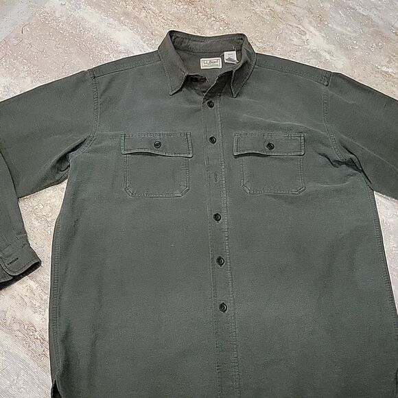 L.L. BEAN MENS THICK COTTON BUTTON DOWN SHIRT SIZE LARGE - Picture 2 of 5